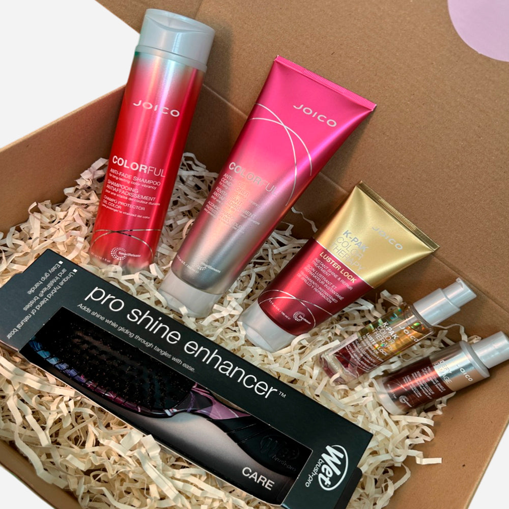 Box cabello teñido Joico Color Full + Cepillo Wet Brush de regalo