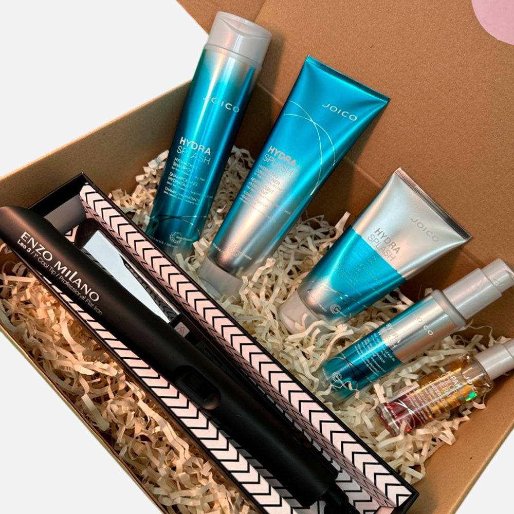 Box hidratación cabello fino a medio Joico Hydra Splash + Plancha Profesional de regalo