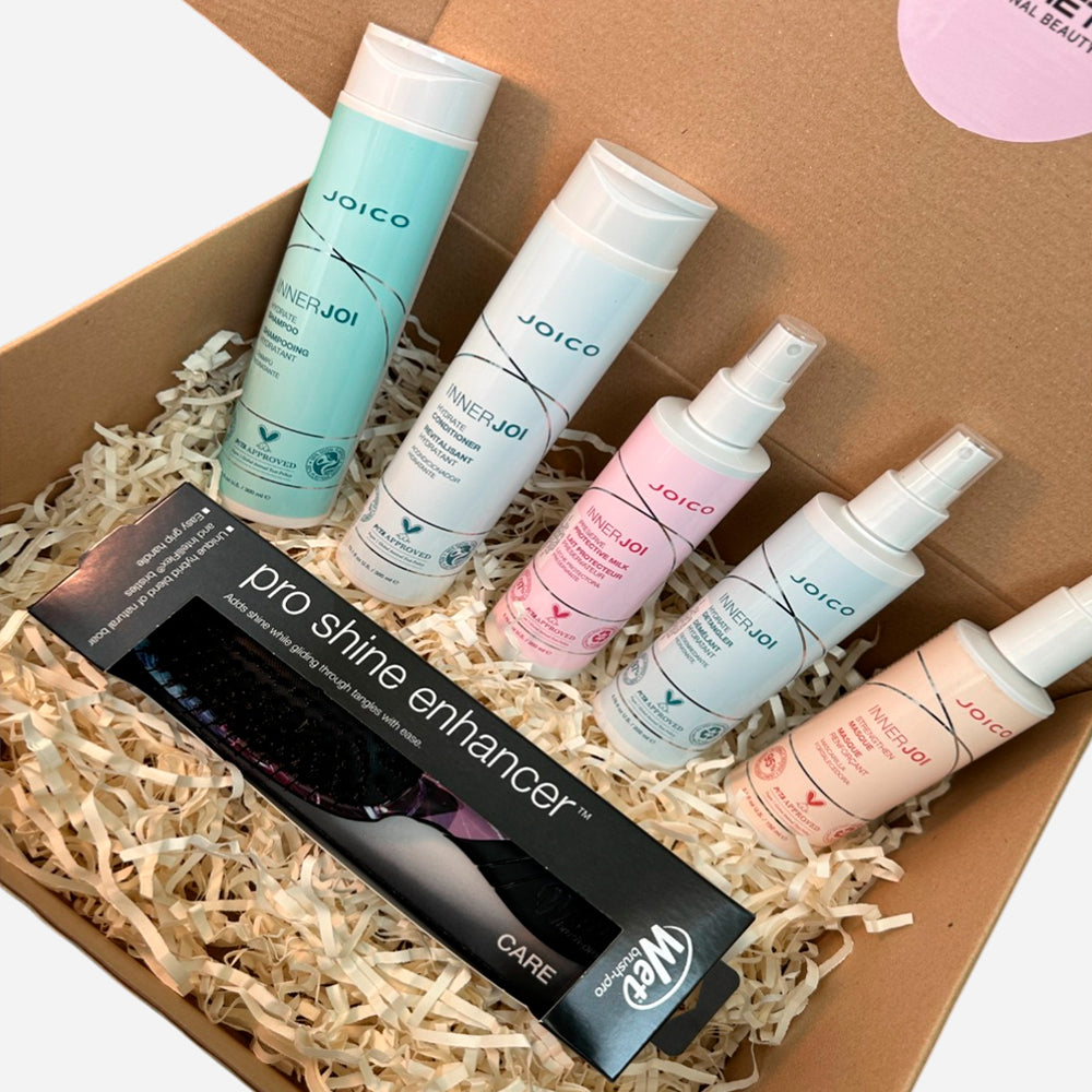 Box vegano hidratación Joico Inner Joi Hydrate + Cepillo Wet Brush de regalo