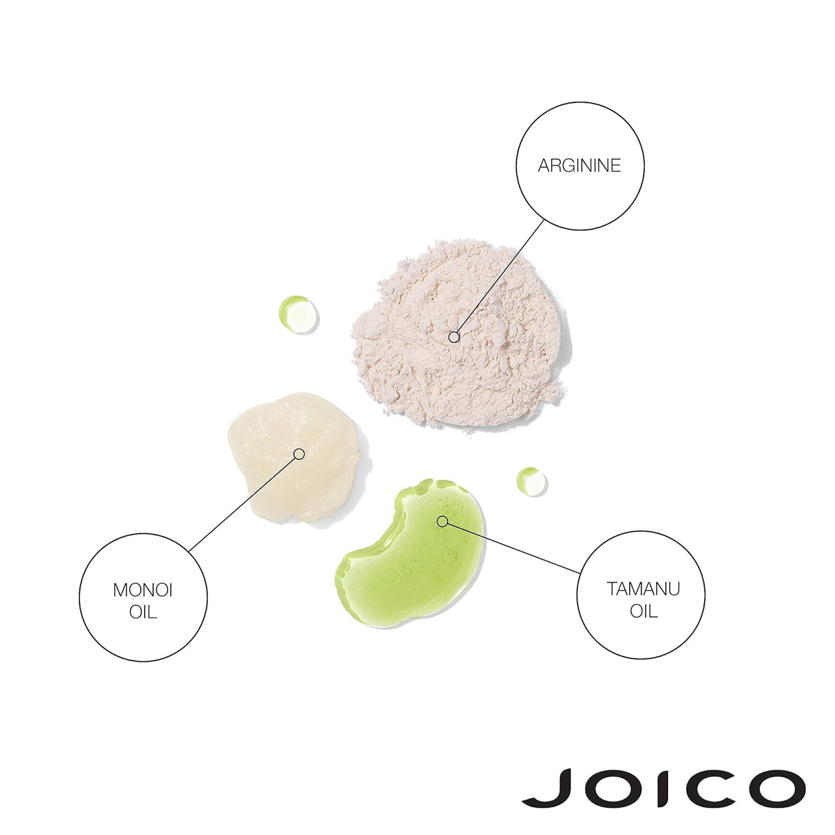 Ingredientes clave de JOICO Blonde Life: arginina, aceite de Monoi y aceite de Tamanu