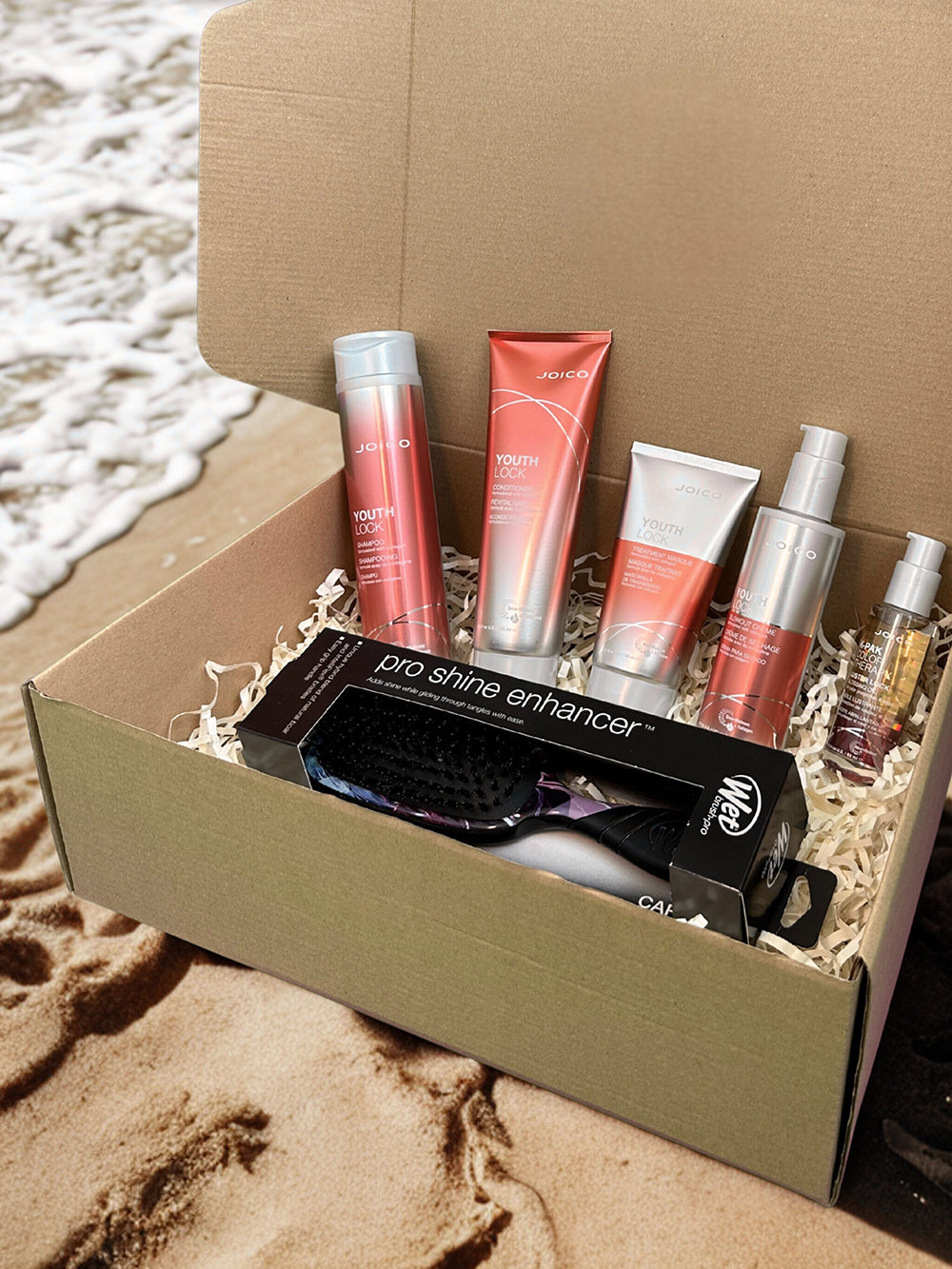 Box anti-age Joico Youthlock + Cepillo Wet Brush de regalo