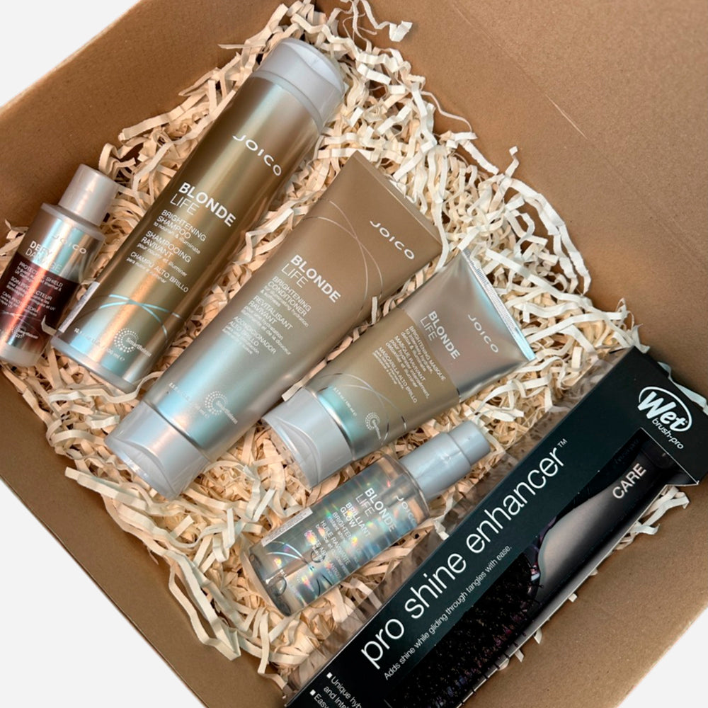 Box reparación cabello con mechas Joico Blonde Life + Cepillo Wet Brush de regalo