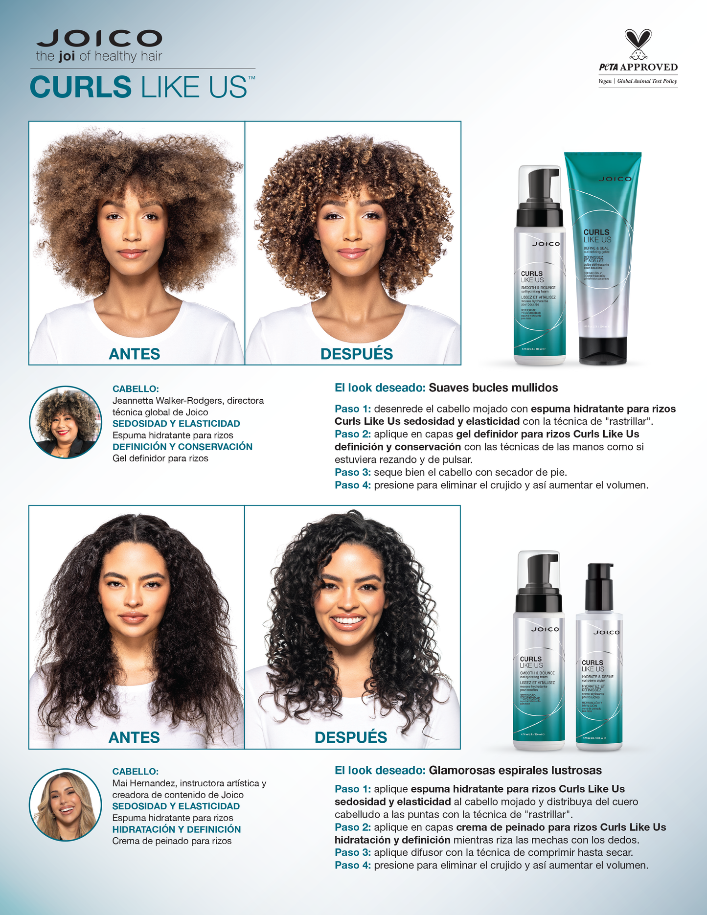 Joico curl like us hydrate & define curl creme style 200ml crema de peinado para rizos