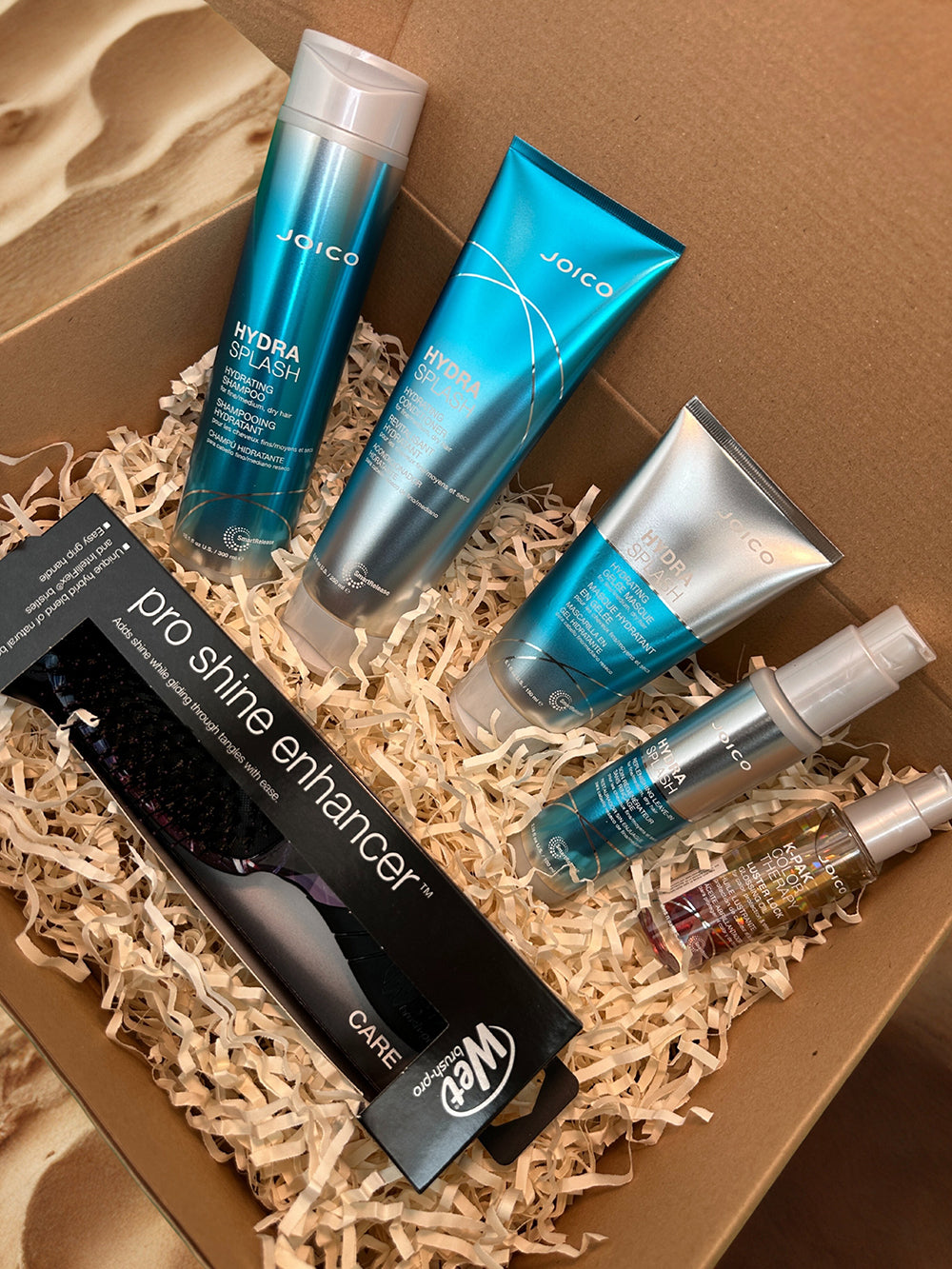 Box hidratación cabello fino a medio  Joico Hydra Splash + Cepillo Wet Brush de regalo