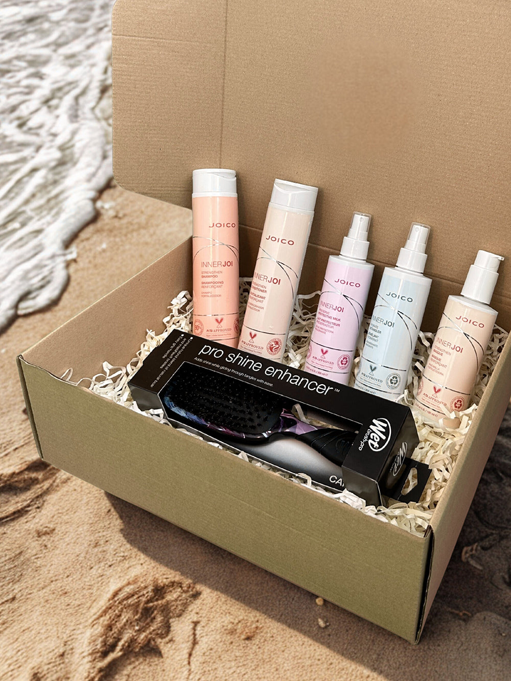 Box vegano reparación Joico Inner Joi Strengthen + Cepillo Wet Brush de regalo