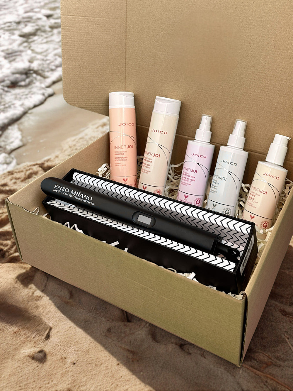 Box vegano reparación Joico Inner Joi Strengthen + Plancha Profesional de regalo