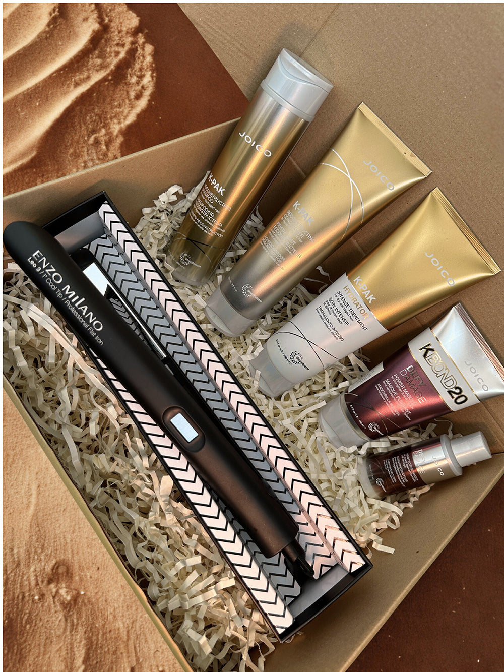 Box reparación intensiva cabello con mechas  Joico K-Pak + Plancha Profesional de regalo